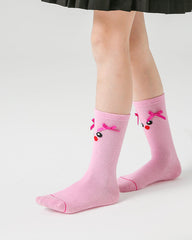 Sweetnana 4-Pack "Star Bunny" Series Children's Seamless Socks: Lovely Girls Socks Ruffle Cotton Crew Socks Cozy Seamless Socks for 3-5 Years Kids.