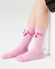 Sweetnana 4-Pack "Star Bunny" Series Children's Seamless Socks: Lovely Girls Socks Ruffle Cotton Crew Socks Cozy Seamless Socks for 3-5 Years Kids.