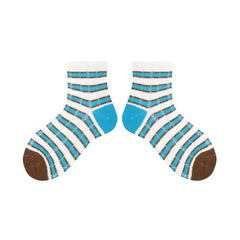 Sweetnana 4-Pack "Striped Story" Series Children's Seamless Socks: Casual Socks with Colorful Stripes Design, Thin Mesh Socks for Spring/Summer,Breathable and Comfort.