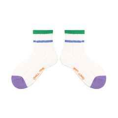 Sweetnana 4-Pack "Striped Story" Series Children's Seamless Socks: Casual Socks with Colorful Stripes Design, Thin Mesh Socks for Spring/Summer,Breathable and Comfort.