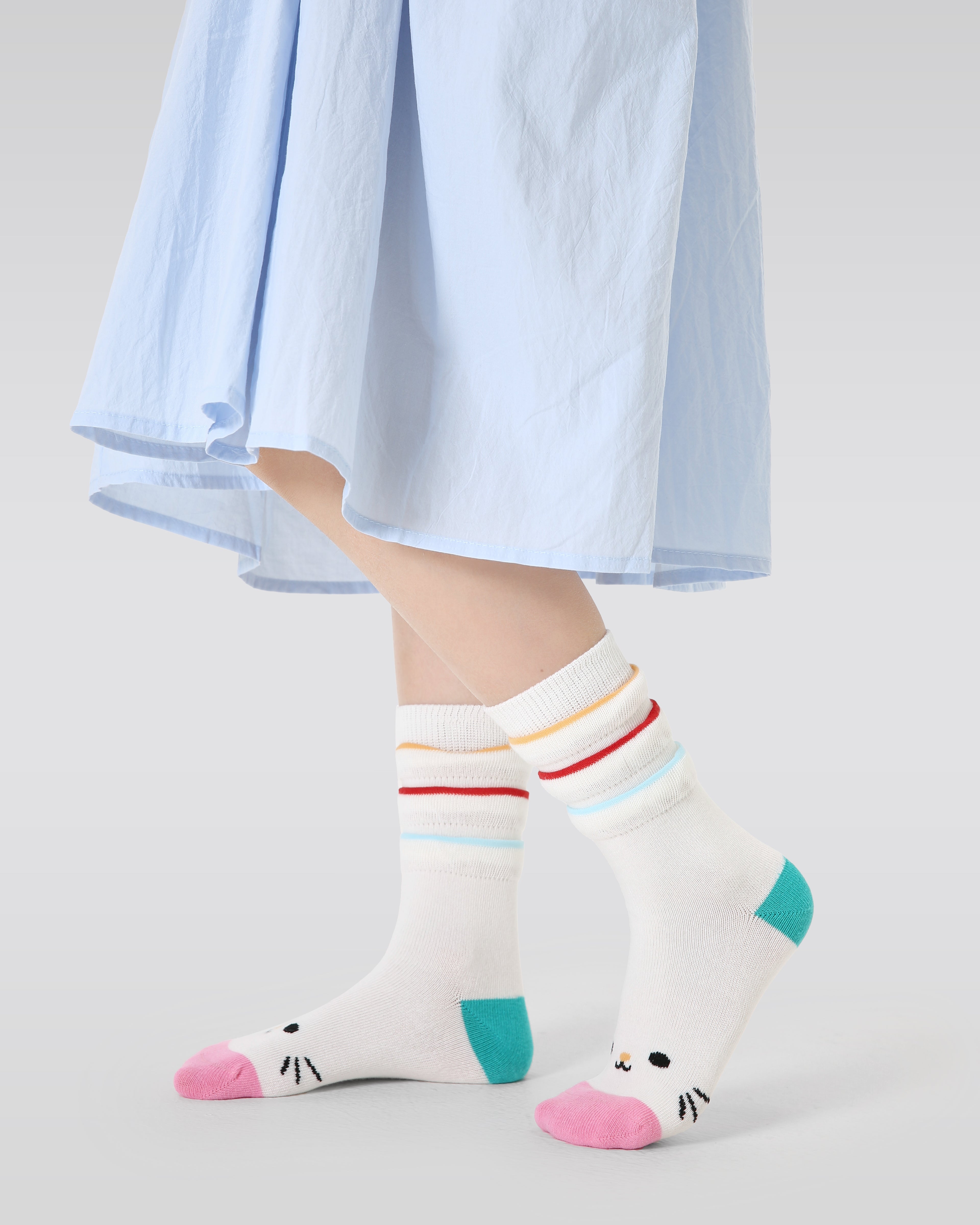 4 Pack Sweet Cats Series Kids Socks Cartoon Cute Combed Cotton Crew Socks