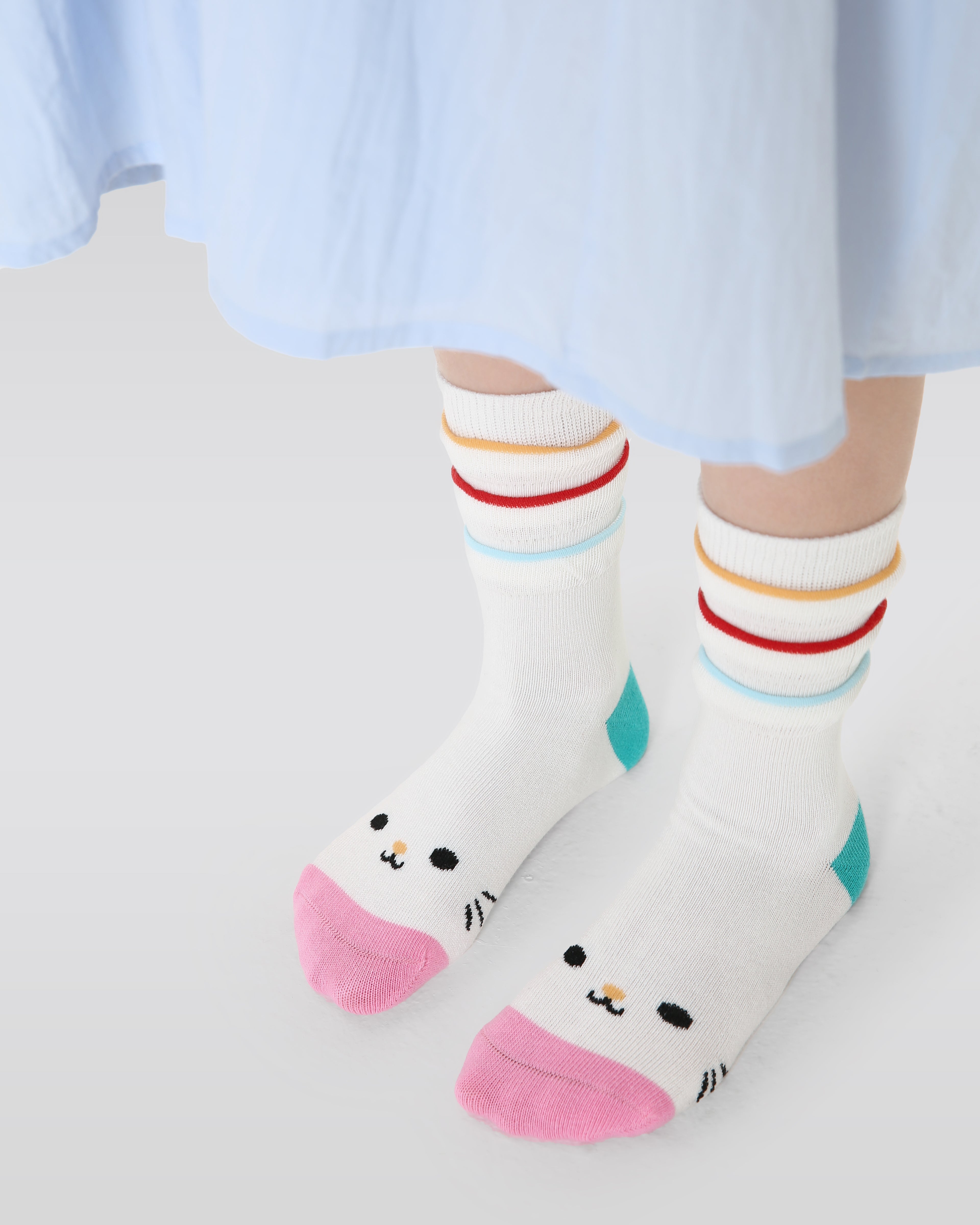 4 Pack Sweet Cats Series Kids Socks Cartoon Cute Combed Cotton Crew Socks