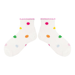 Sweetnana 4-Pack "Sweet Rabbit" Series Children's Seamless Socks: Crimping Mesh Socks with Stripes and Dots Design, Thin and Breathable Ankle Socks.