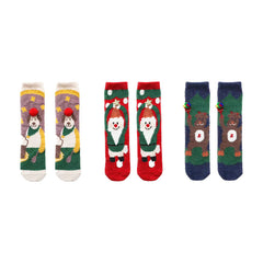 Sweetnana Christmas Gift Box with 4-Pack Tube Crew Socks, Novelty Funky Colorful Christmas Socks, Thickened Warm Winter Fuzzy Slipper Socks.