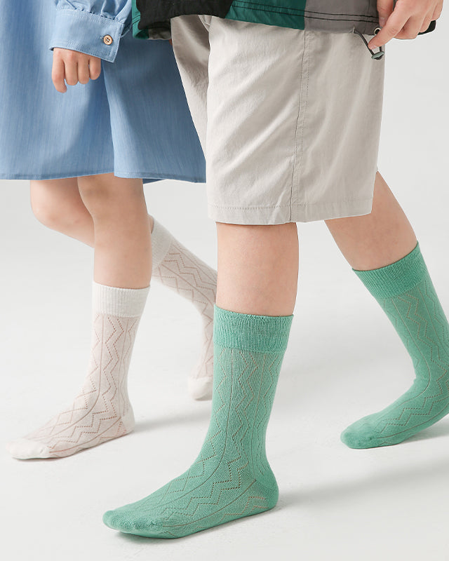 4-Pack Kids' Cotton Crew Socks Colorful Mesh Casual