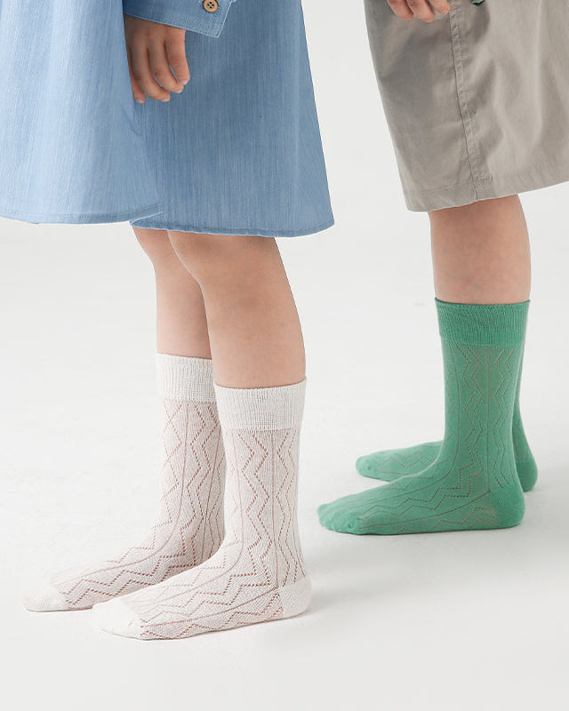 4-Pack Kids' Cotton Crew Socks Colorful Mesh Casual