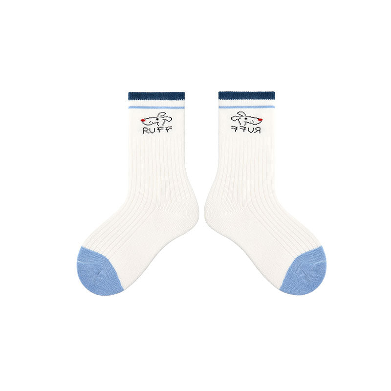 4 Pack Weekend Puppy Series Kids Socks Seamless Combed Cotton