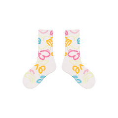 Sweetnana 4-Pack "colorful summer" Series Children's Seamless Socks: Crew Socks with Frilly Ruffled for Girls 3-12 Years Old Cotton Socks Cozy Breathable Spring/Summer.