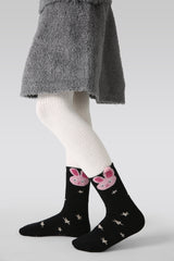 5-팩 3D 토끼 테리 아동 양말 두꺼운 따뜻한 면 크루 양말