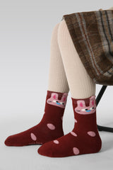 5-팩 3D 토끼 테리 아동 양말 두꺼운 따뜻한 면 크루 양말