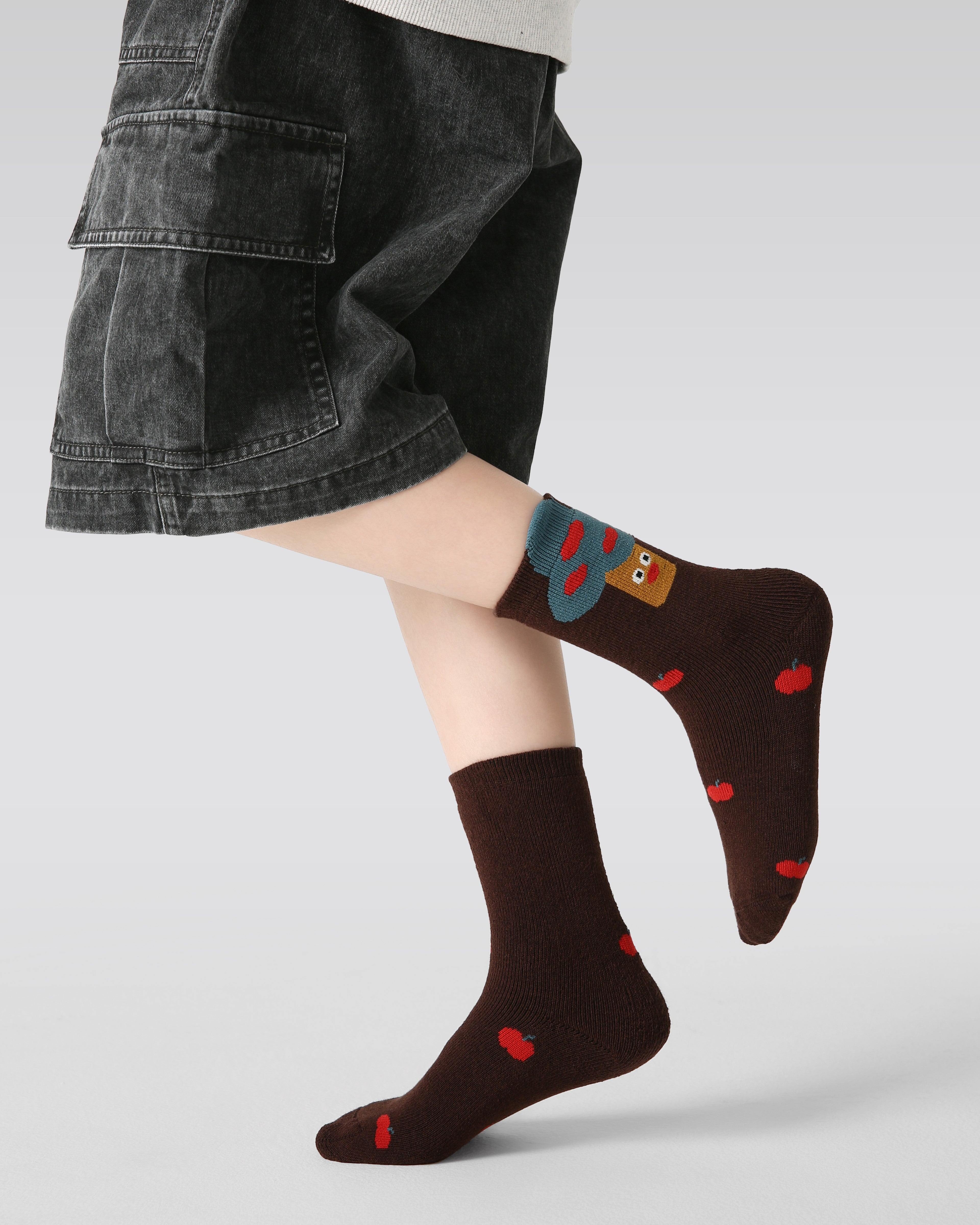 5-Pack Bear Orchard Terry Kids Socks Thick Warm Cotton Crew Socks