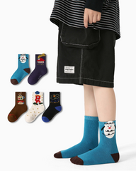 5-Pack Bear Vacation Terry Kids Socks Thick Warm Cotton Crew Socks