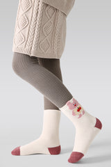 5-팩 버니 타운 테리 키즈 양말 두꺼운 따뜻한 면 크루 양말