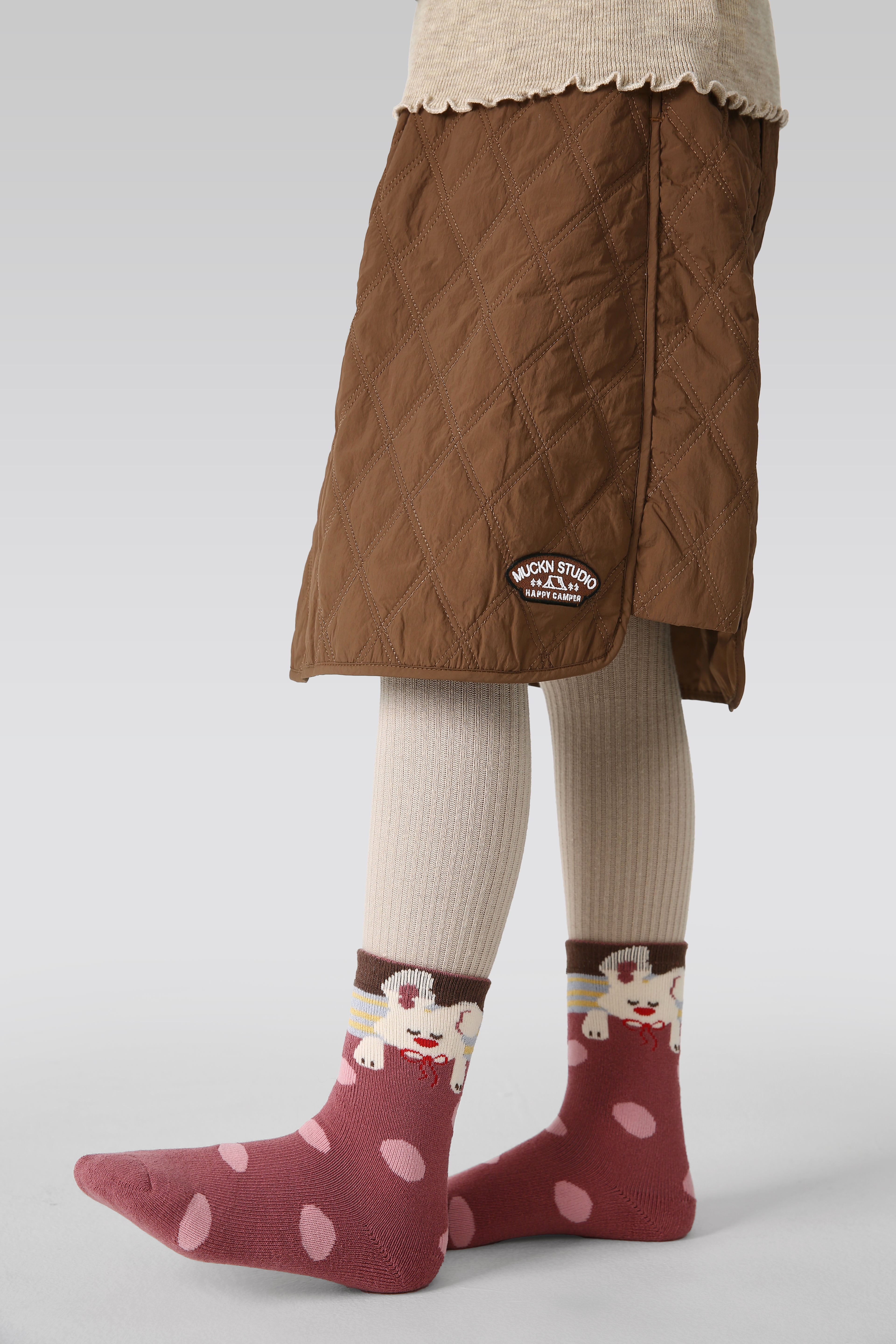 5-팩 버니 타운 테리 키즈 양말 두꺼운 따뜻한 면 크루 양말