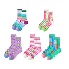 Sweetnana 5-Pack "Candy Party" Series Women's Crew Socks - Cute and Colorful Cotton Seamless Socks, Cozy and Fun for Everyday Wear, Soft and Comfortable