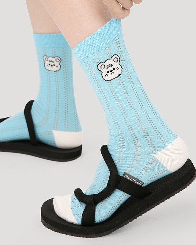 5-Pack Rainbow Line Series Womens Cotton Crew Socks Colorful Stripe Cute