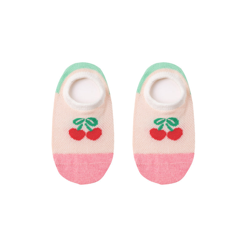 5-Pack Kids' Cotton No Show Socks Cherry Bunny Letter Casual