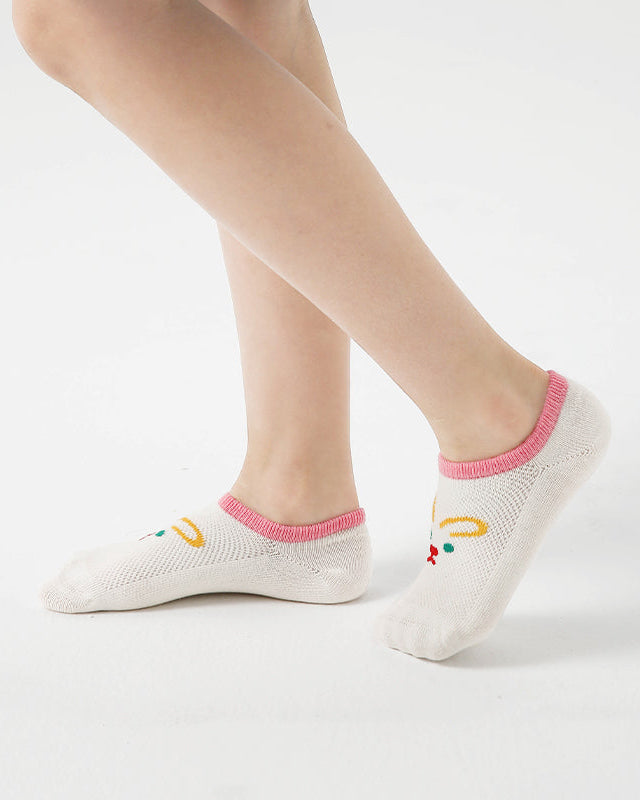 5-Pack Kids' Cotton No Show Socks Cherry Bunny Letter Casual