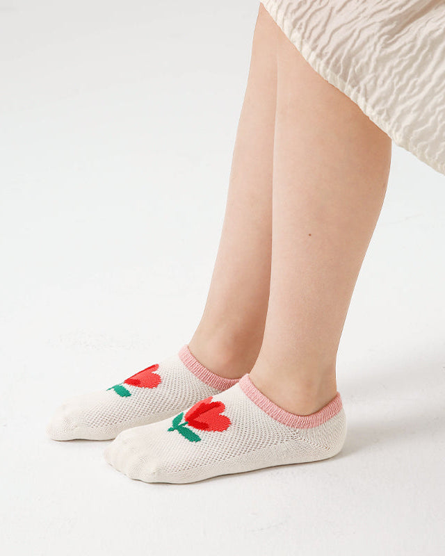 5-Pack Kids' Cotton No Show Socks Cherry Bunny Letter Casual