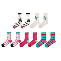 Sweetnana 5-Pack "Color Magic" Series Women’s Cotton Crew Socks, Colorful Socks, Fresh style, Casual Seamless Socks, Comfortable All-Day Use.