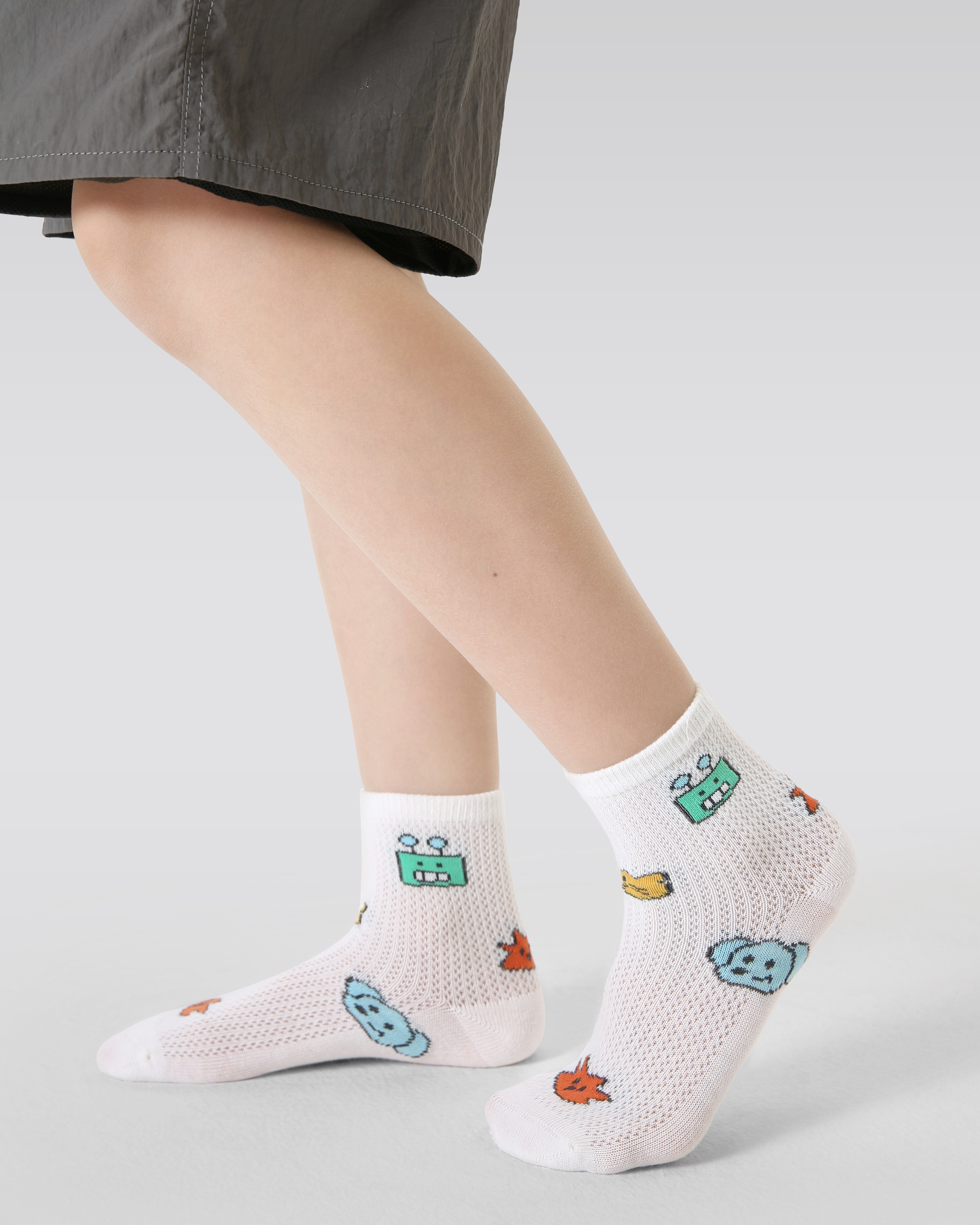 5-Pack Colorful Summer Series Kids Socks Thin Mesh Cotton Socks