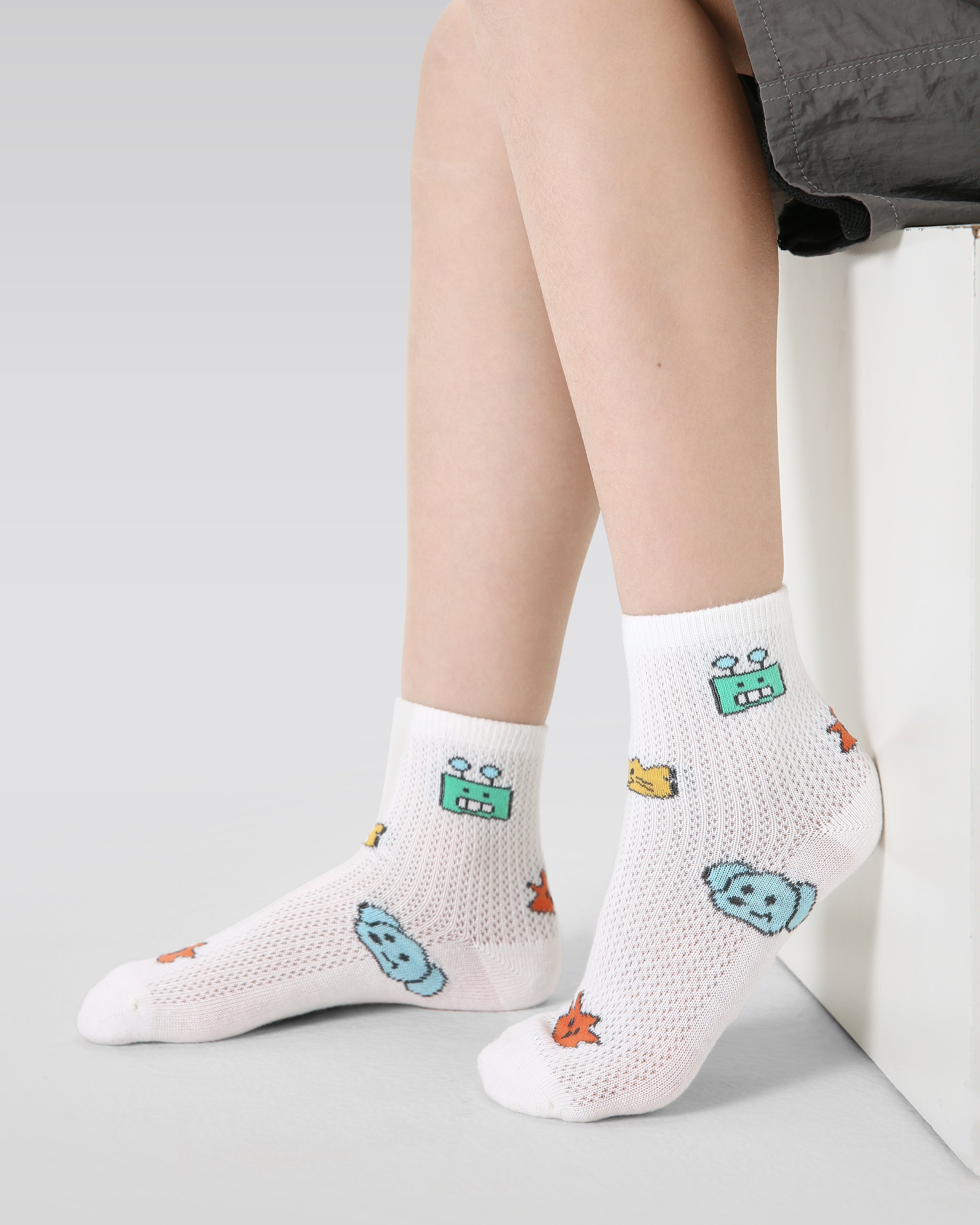 5-Pack Colorful Summer Series Kids Socks Thin Mesh Cotton Socks