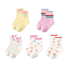 Sweetnana 5-Pack "Colorful Winter" Series Children's Cotton Socks: Warm Socks for Autumn/Winter, Kids Cozy Ankle Socks Colorful and Cute.