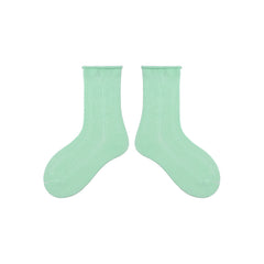 Sweetnana 5-Pack Comfortable Casual Cotton Socks for Kids 3-12 Years Old Unisex Crew Socks Pointelle Solid Color Seamless Socks.