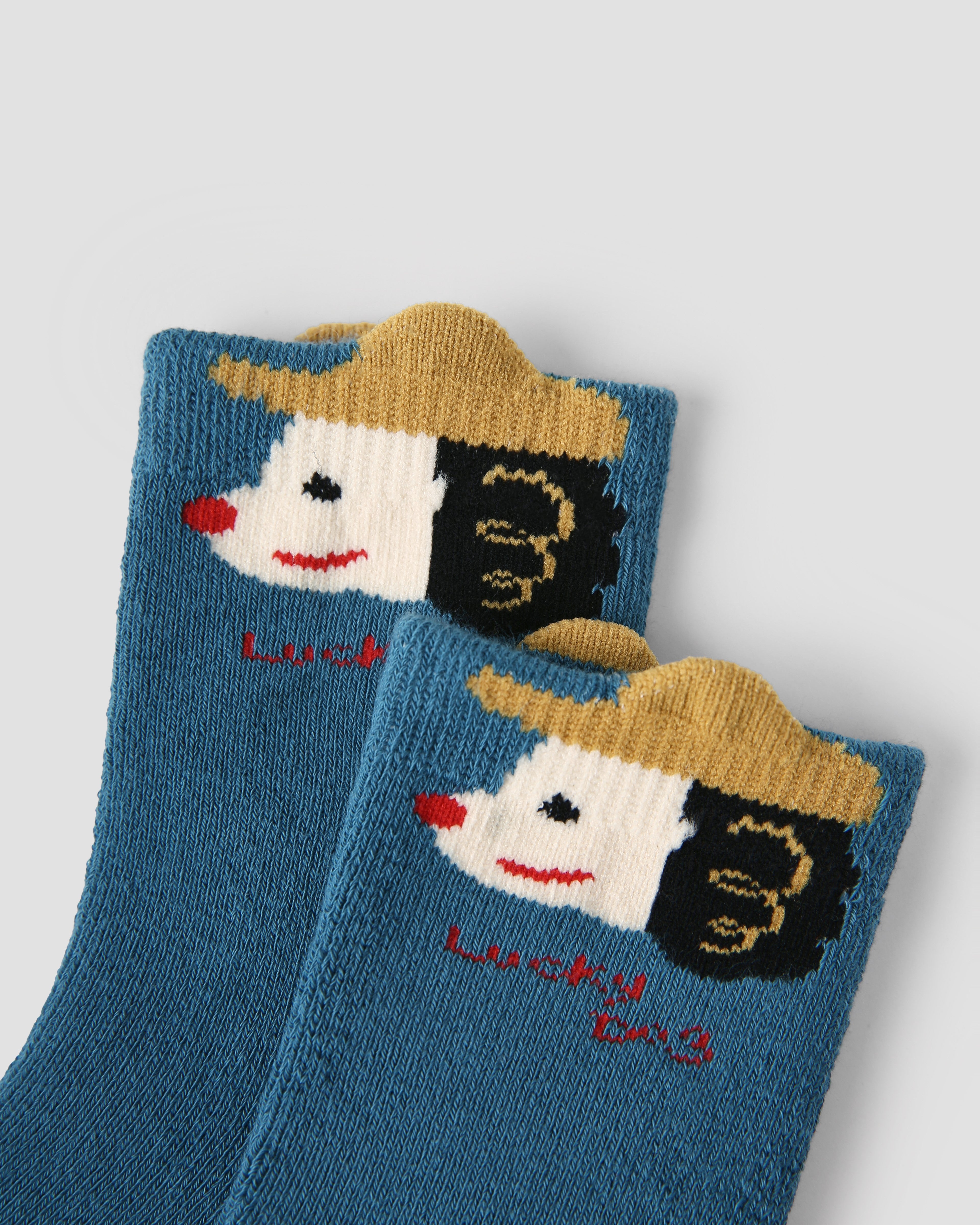 5組合凸面小狗毛圈中筒襪子兒童卡通棉質可愛