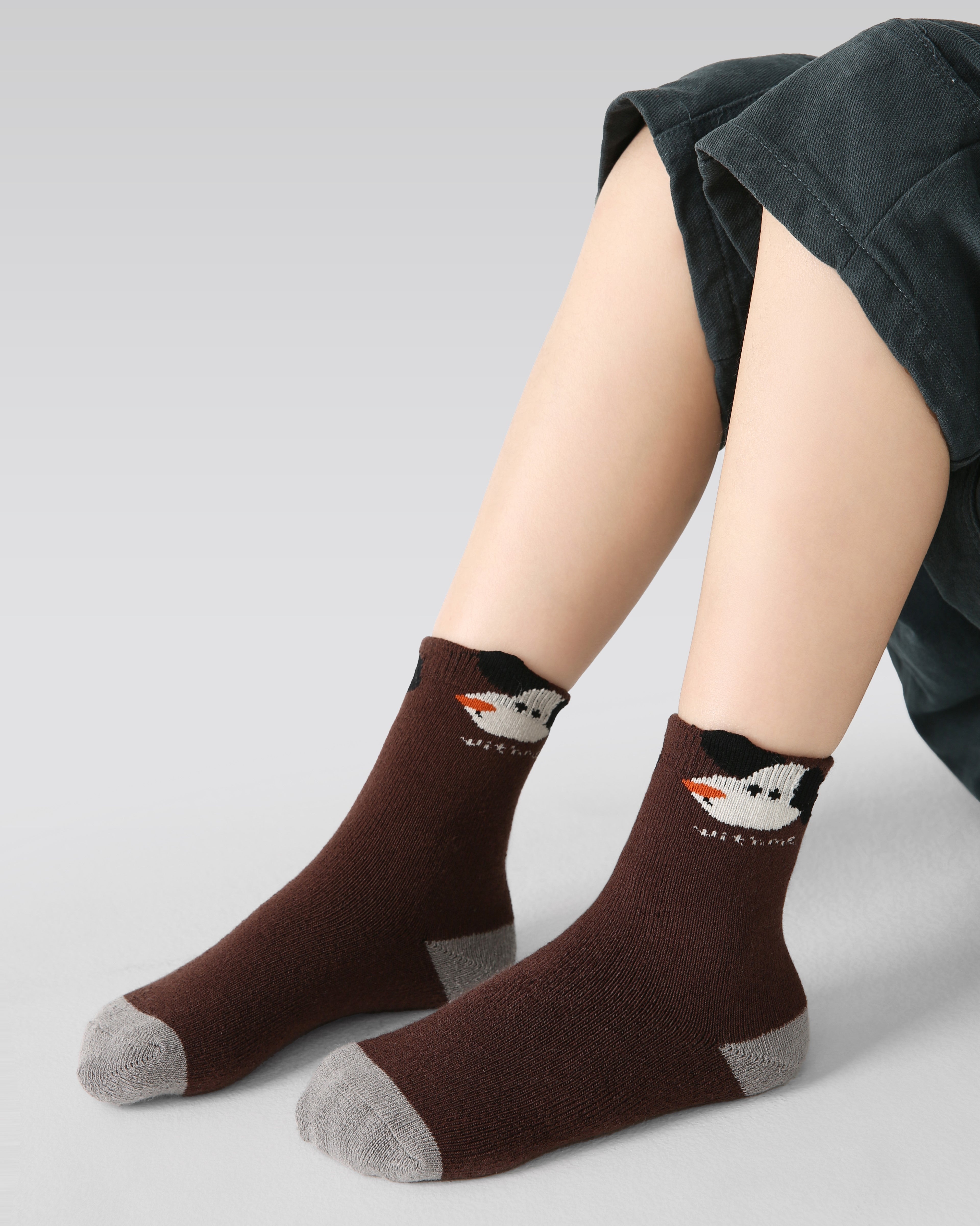 5組合凸面小狗毛圈中筒襪子兒童卡通棉質可愛