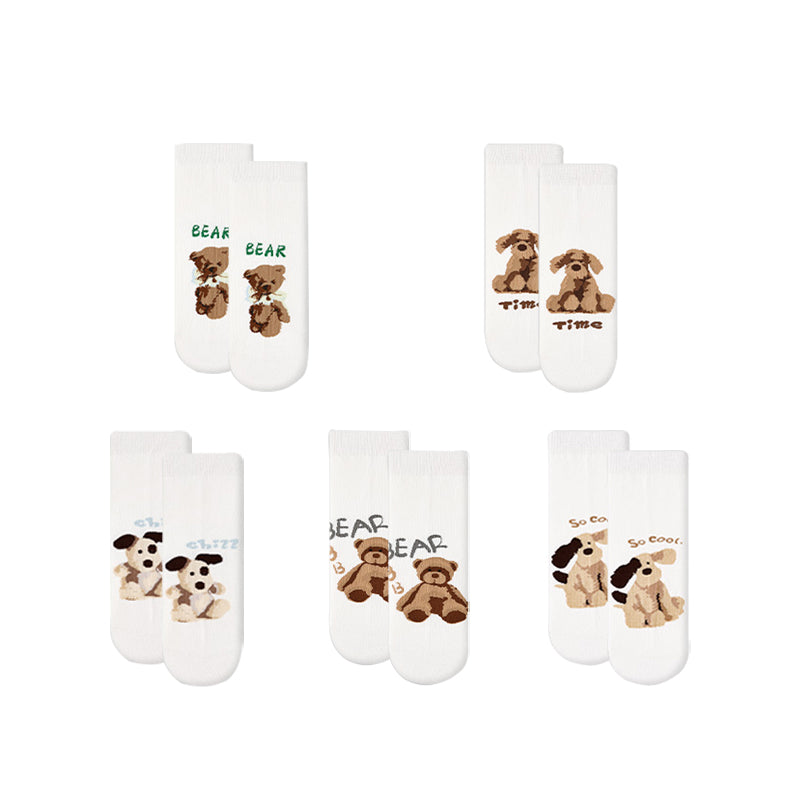 5-Pack Cute Party Series Womens Cotton Ankle Socks Cartoon Seamless Breathable