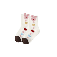 Sweetnana 5-Pack "Cute bunny" Series Children's Cotton Socks: Girls Socks Cotton Soft Cute Kids Ankle Socks, Kids Cozy Warm Socks for Autumn and Winter.