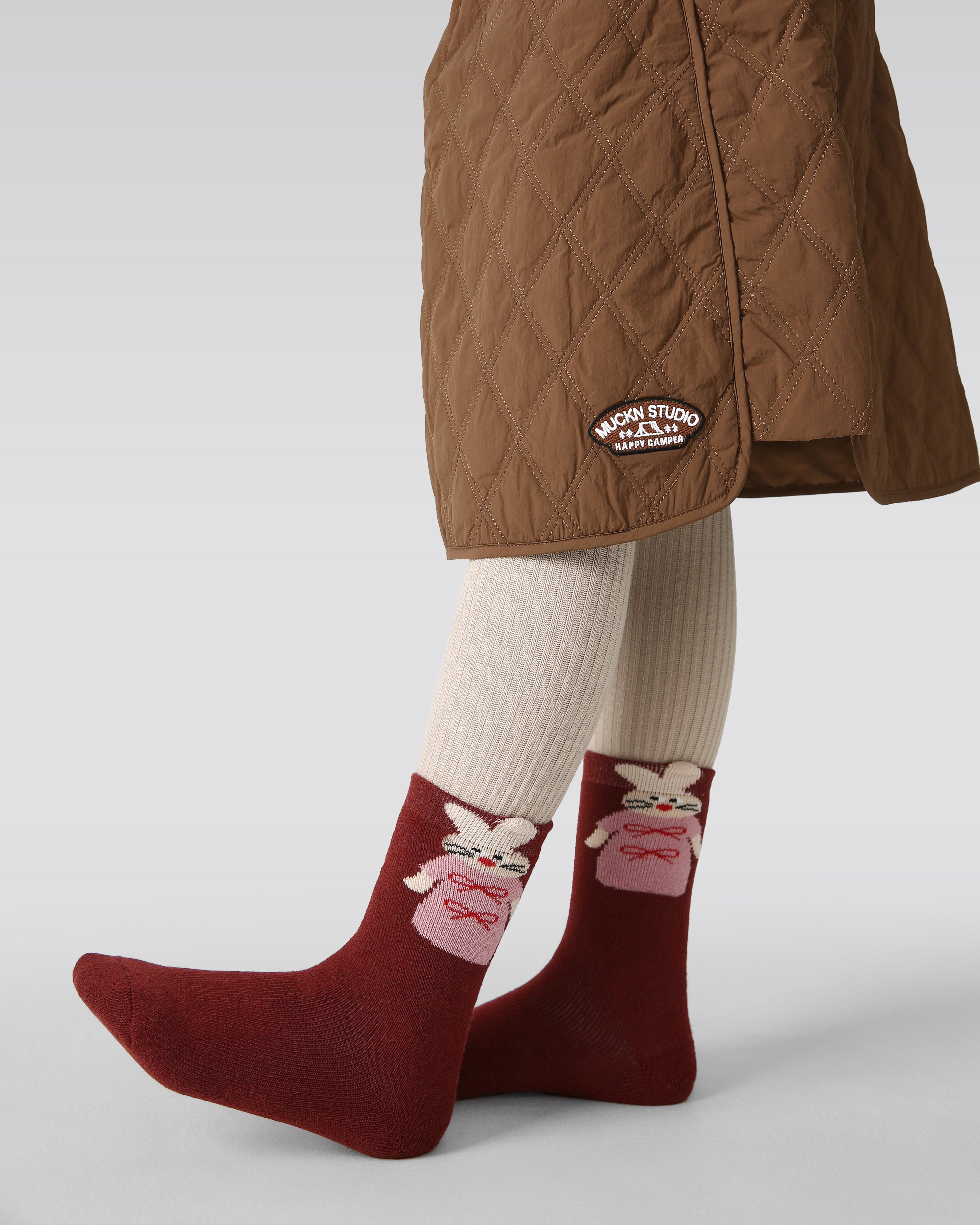 5パック エネルギッシュバニー テリー キッズ ソックス 厚手 暖かい コットン クルー ソックス