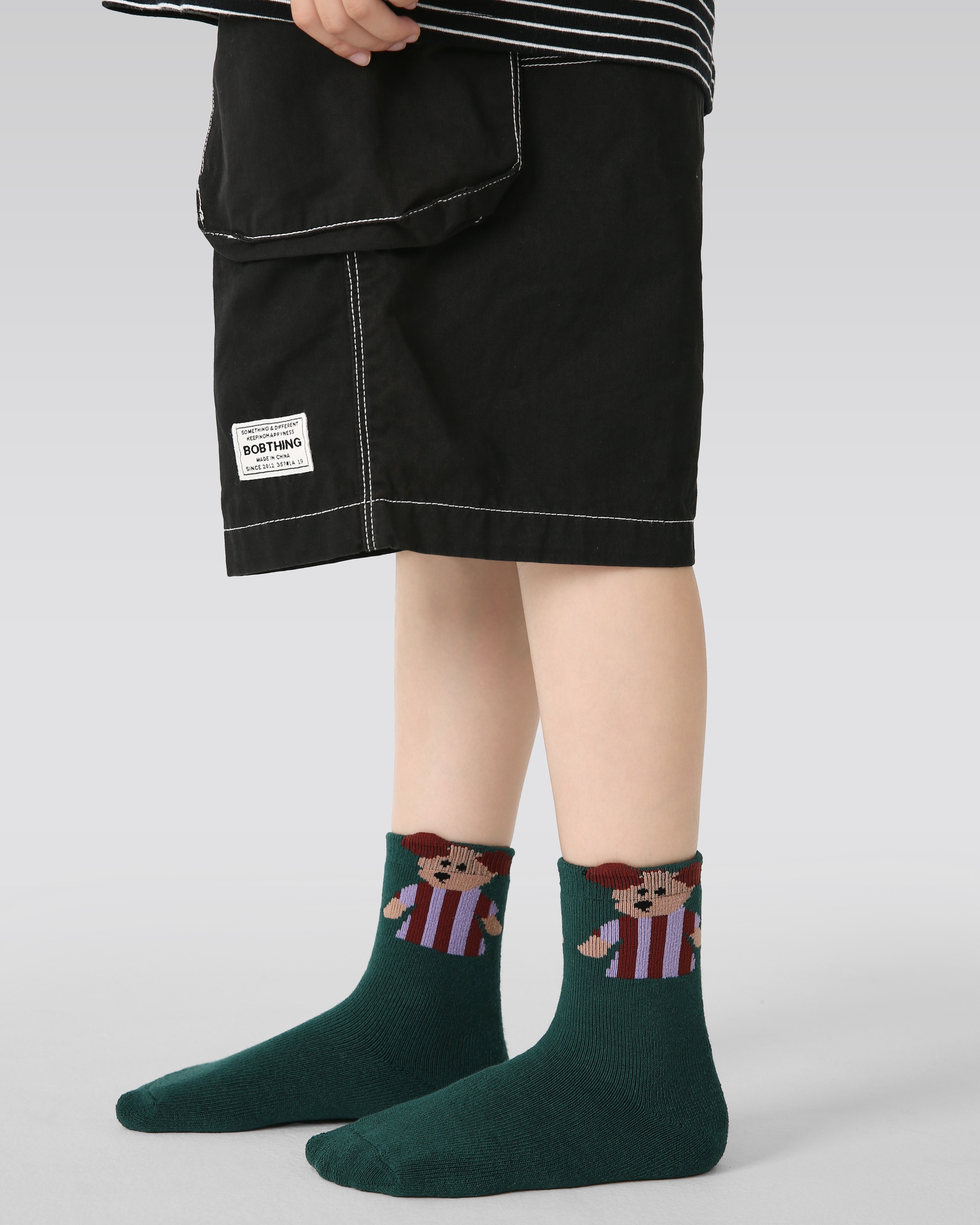 5-팩 에너제틱 퍼피 테리 키즈 양말 두꺼운 따뜻한 면 크루 양말