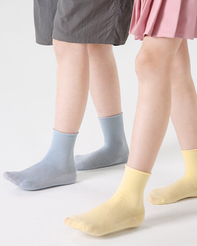 5-Pack Kids' Cotton Ankle Socks Morandi Color Mesh Casual