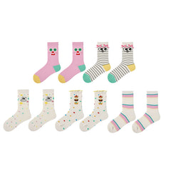 Sweetnana 5-Pack "Funny Eyes" Series Women's Crew Socks Seamless Cotton with Cute and Colorful Designs Cozy and Fun for Daily Comfort