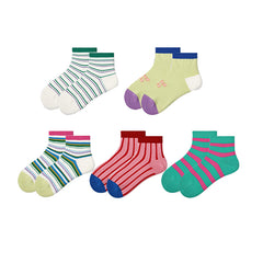 Sweetnana 5-Pack "Joy Life" Series Seamless Cotton Ankle Socks - Cozy and Cute Women's Socks with Fun Colorful Designs, Perfect for Everyday Wear