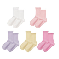 Sweetnana 5-Pack Kids Socks Rolled Edges Ankle Crew Socks Girls Boys Thin Mesh Socks Breathable Seamless Socks 3-12 Years.