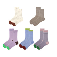 Sweetnana 5-Pack Seamless Crew Socks - Cozy and Colorful Cotton Women's Socks, Cute and Fun Designs for Daily Comfort, Soft and Breathable