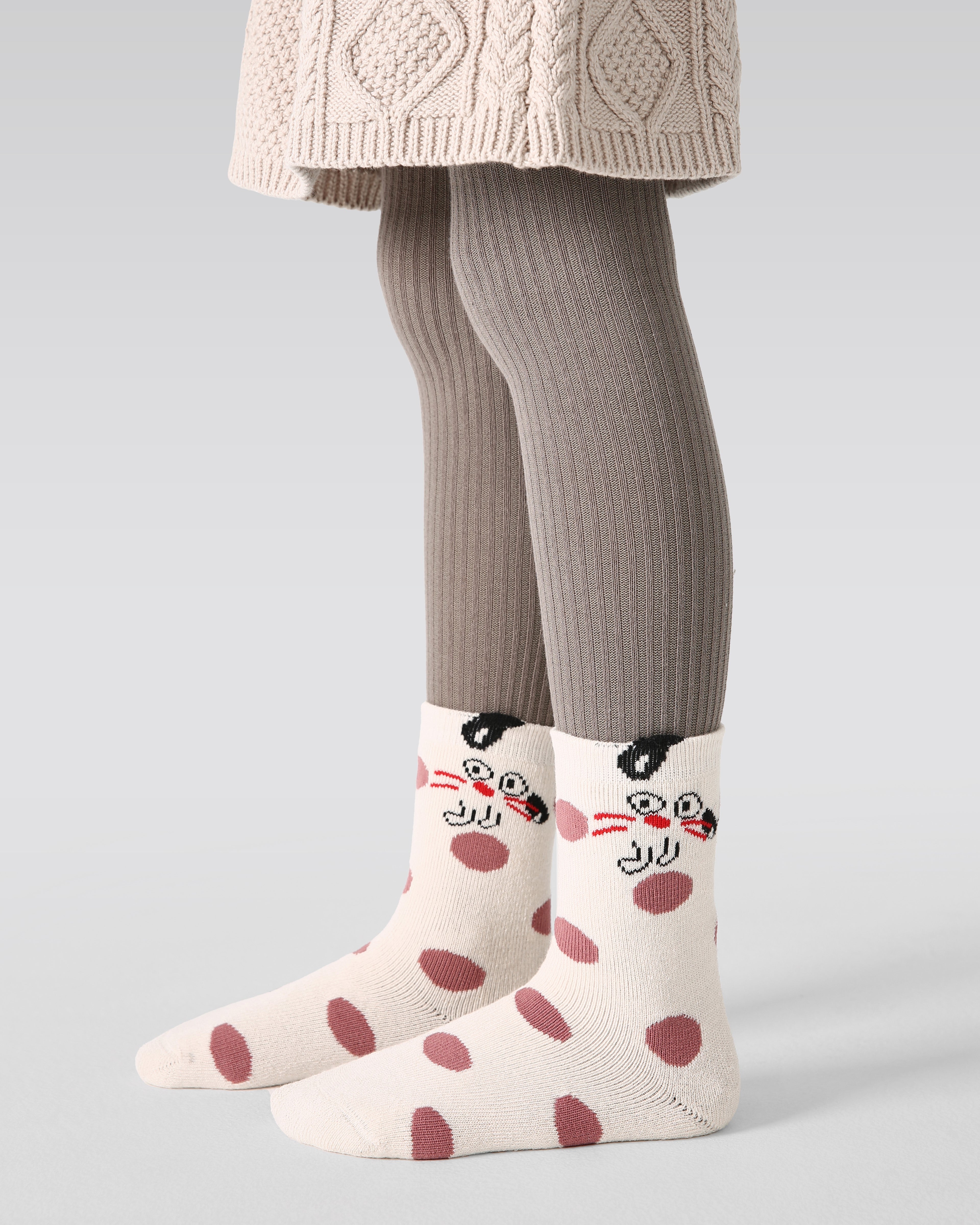 5-팩 모카 버니 테리 키즈 양말 두꺼운 따뜻한 면 크루 양말