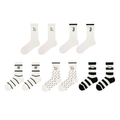 Sweetnana 5-Pack "Puppy Diary" Series Women's Spring/Summer Cotton Seamless Socks, Thin Slouch Socks, Cute, Trendy, Crew Women's Socks.