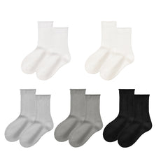 Sweetnana 5-Pack Rolled Edges Cotton Socks for 3-12 Years Kids Girls Boys Crew Socks Seamless Socks for Spring/Summer.