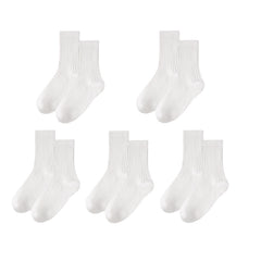 Sweetnana 5-Pack White Solid Color Socks Kids Socks, Casual Comfort Socks, Sweat-Absorbent Cotton Socks.