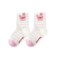 Sweetnana 5-Pack "pink bunny" Series Children's Cotton Socks: Kids Cozy Ankle Socks for Autumn and Winter, Cute and Sweet Warm Socks.