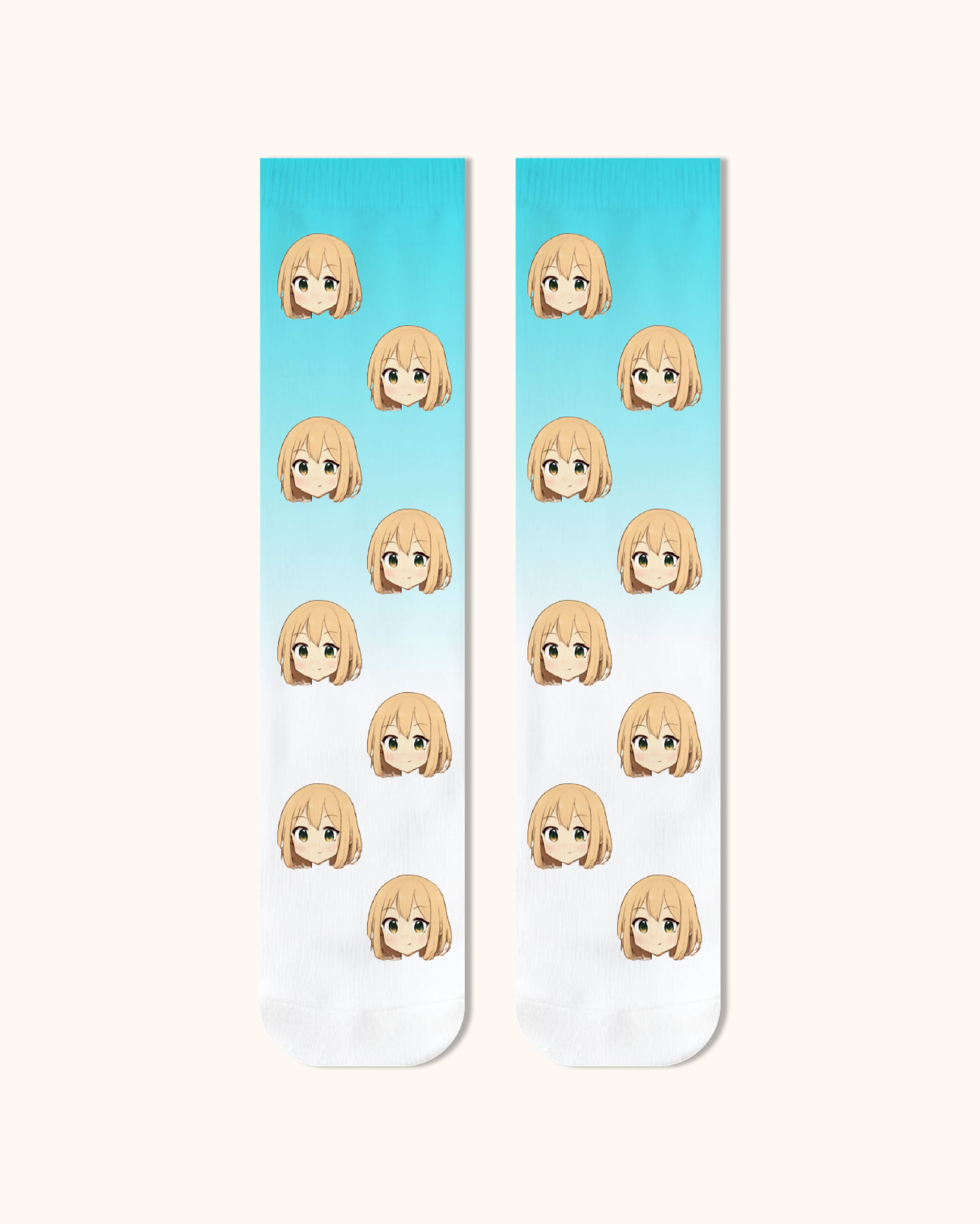 성인 맞춤 애니메 얼굴 크루 양말 개인화 만화 캐릭터 양말 애니메 팬을 위한 선물 화이트 토