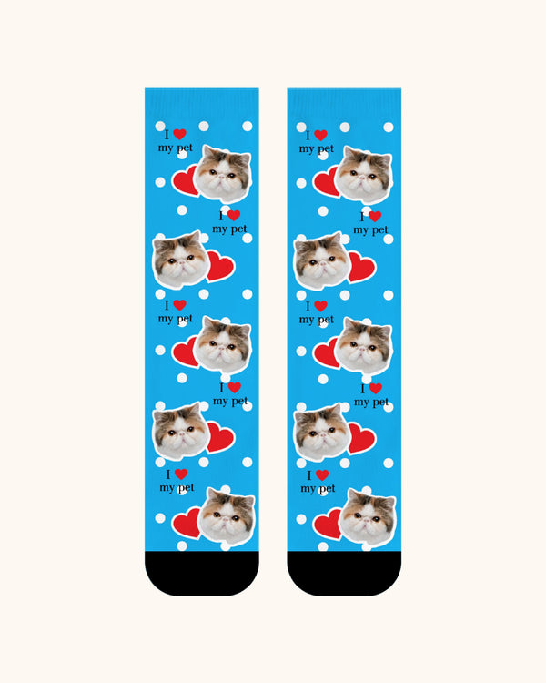 Adults Custom Cat Face Crew Socks Personalized Pet Photo Socks Gift Black Toe - SWEET NANA