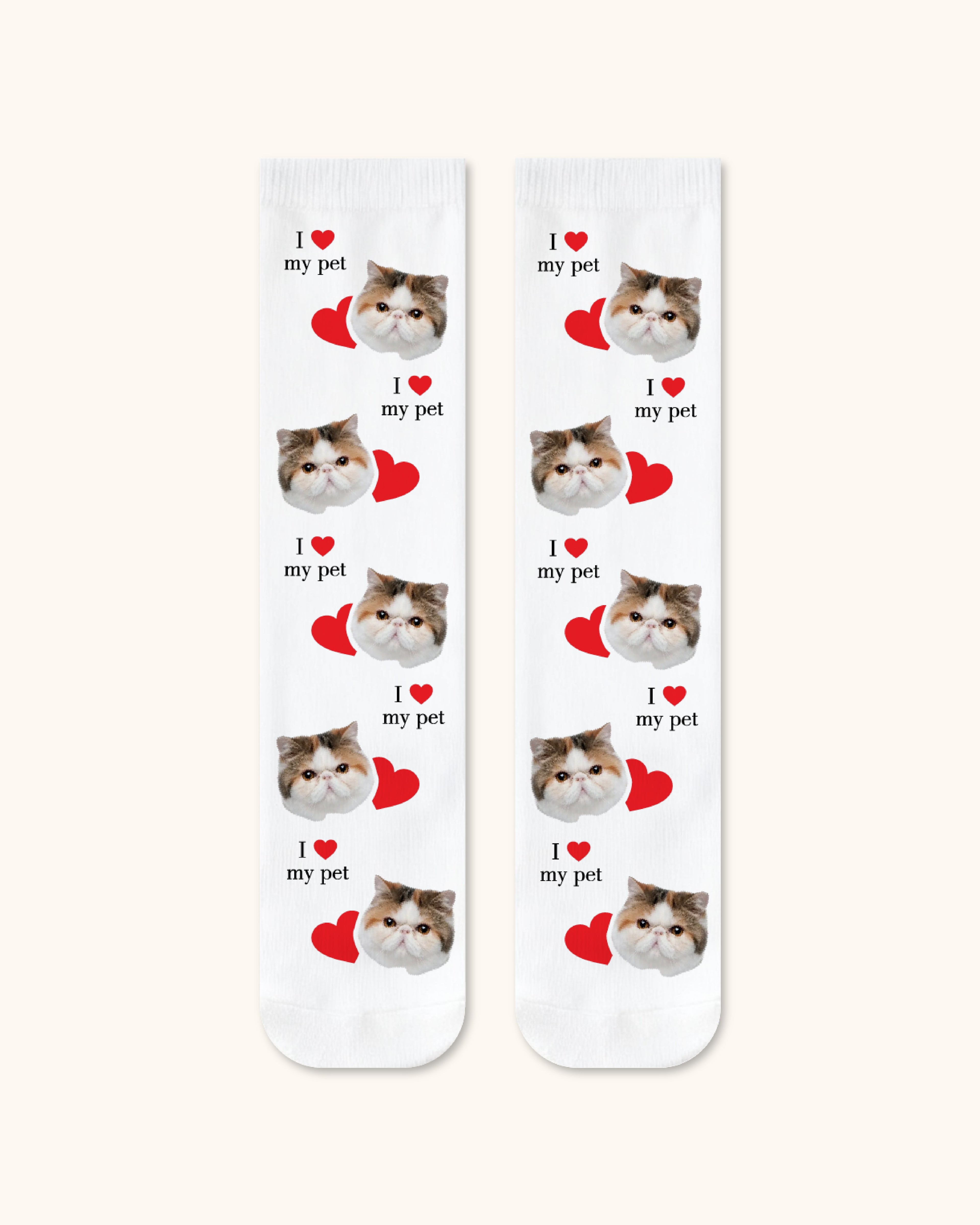 Adults Custom Cat Face Crew Socks Personalized Pet Photo Socks Gift White Toe - SWEET NANA
