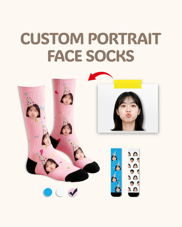Adults Custom Portrait Face Crew Socks Personalized Photo Socks Gift Black Toe - SWEET NANA