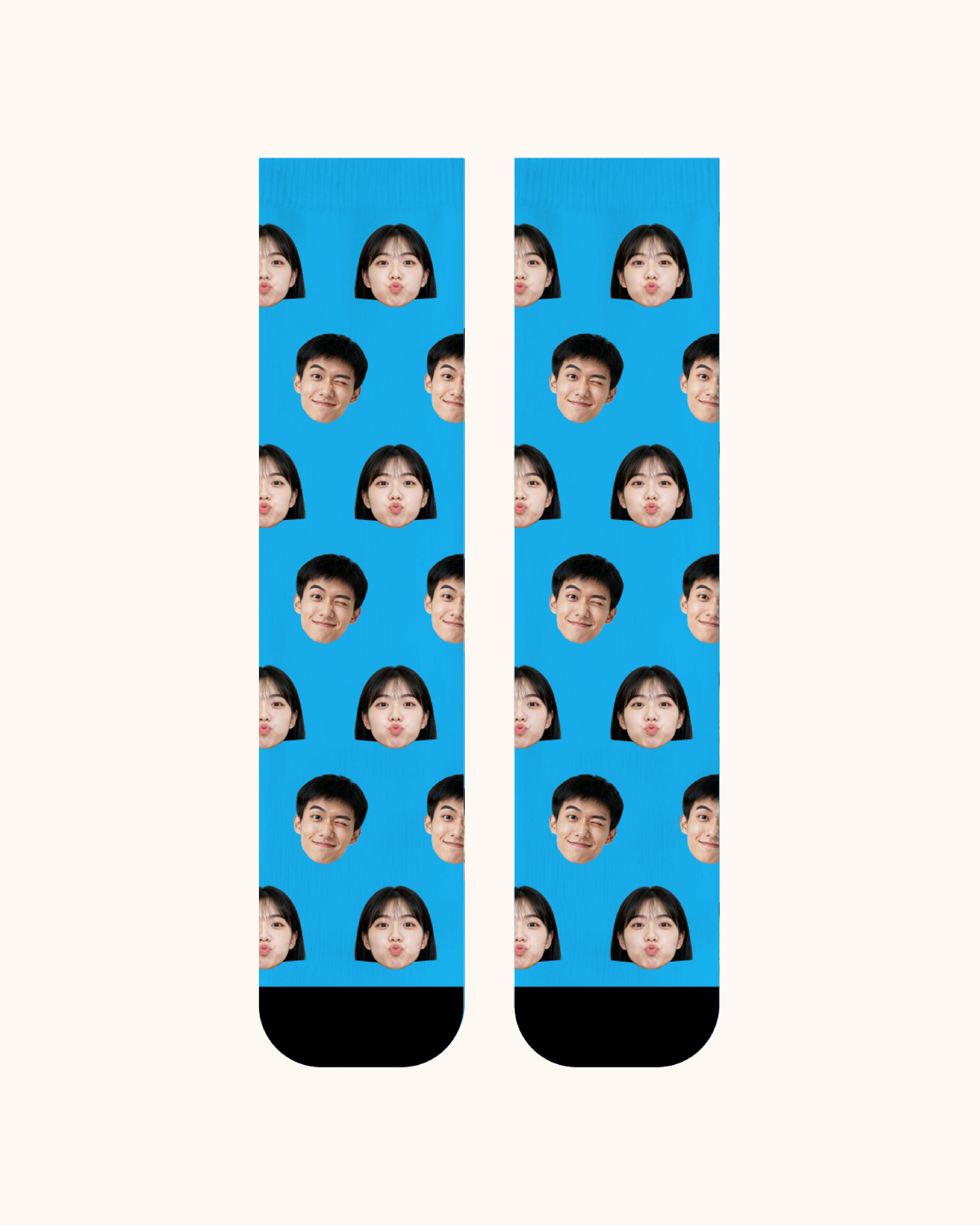 Adults Custom Portrait Face Crew Socks Personalized Photo Socks Gift Black Toe - SWEET NANA