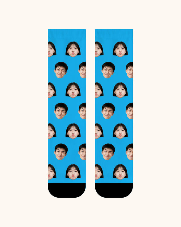 Adults Custom Portrait Face Crew Socks Personalized Photo Socks Gift Black Toe - SWEET NANA